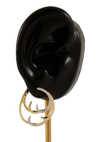 0.56ctw Diamond Wave Style Hoop Earrings in 14K