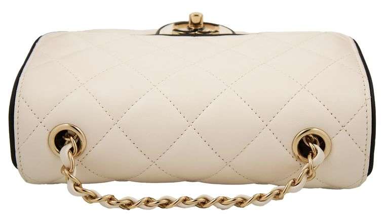 Chanel White and Black Lambskin Mini Graphic Frame Flap Bag