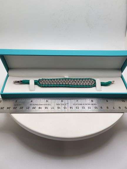 New! +10 ctw all natural diamond  weaved on fabric bracelet