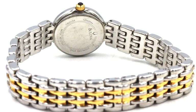 Bulova mother of pearl dial diamond bezel quartz watch