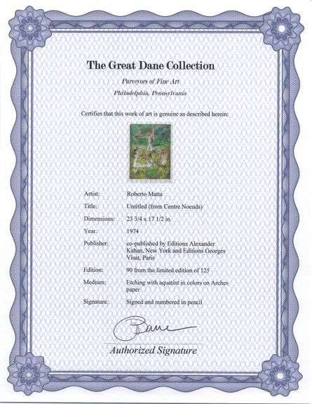 Exclusive Roberto Matta Signed Etching & Aquatint, 1974