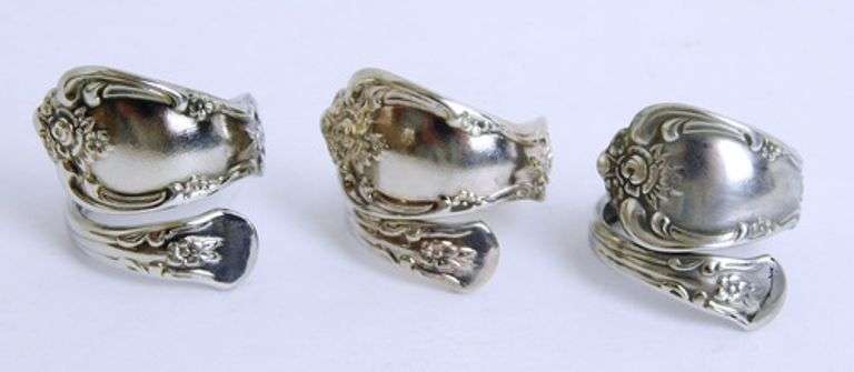 3 Vintage Spoon Rings, All Size 6