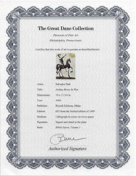 Highly Collectible and Rare Salvador Dali Original Lithograph from the 'Biblia Sacra' Suite