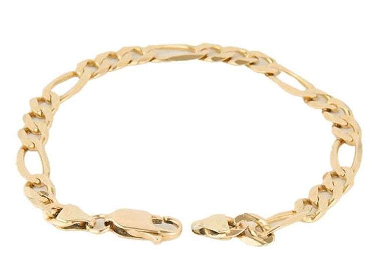 7.0MM Polished Figaro Chain Link Bracelet in 14K