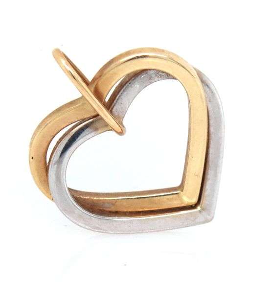 14kt Two tone gold heart shaped charm