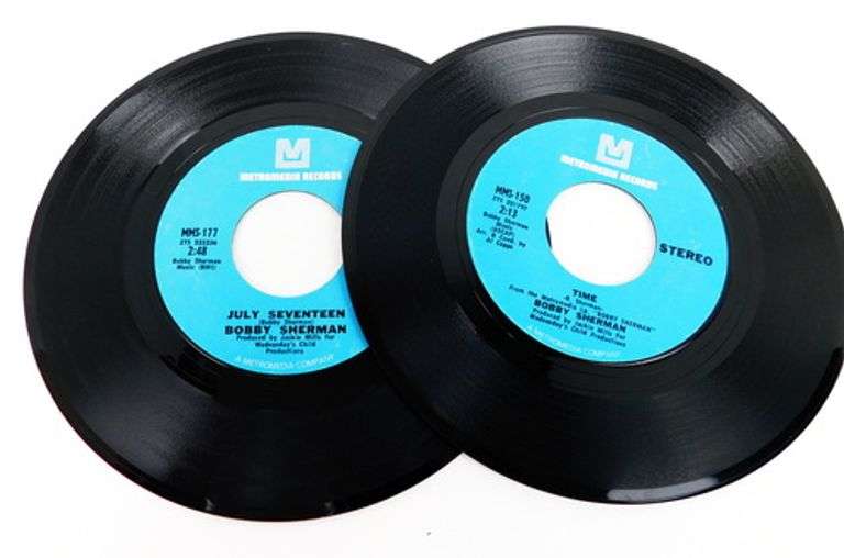 2 Vintage Bobby Sherman 45 Records with Dust Jackets