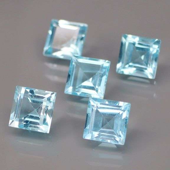 Matched! 5 piece 11.16ct full fire sky blue Topaz set