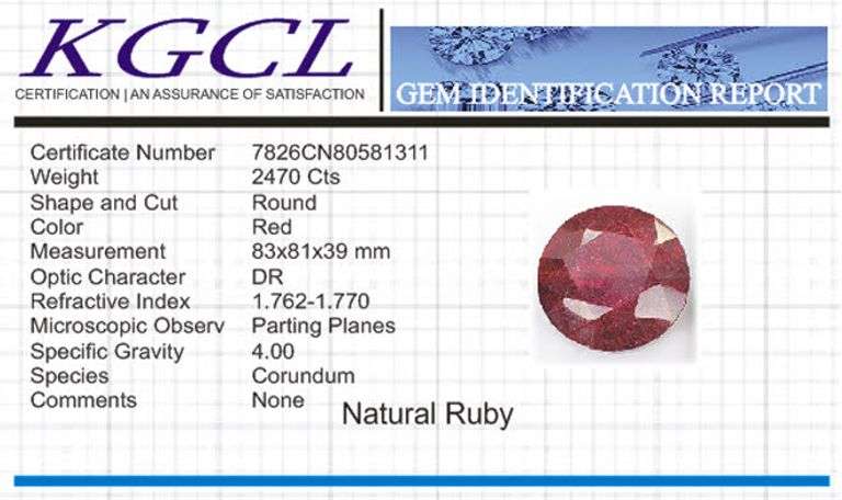 Magnificent Certified Museum Size 2470 Ct Natural Red Ruby Solitaire
