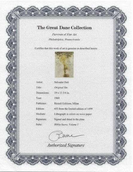 Highly Collectible and Rare Salvador Dali Original Lithograph from the 'Biblia Sacra' Suite