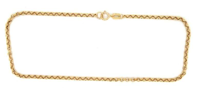 14kt Yellow gold Rolo link anklet