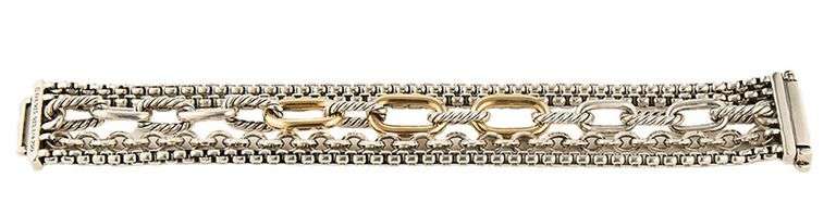 David Yurman Multi Row Chain Bracelet in 18K and Sterling