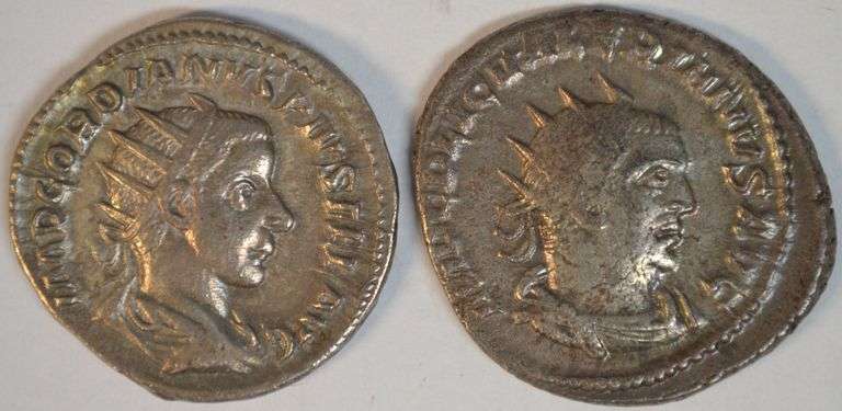 Emperors Gordian III & Valerian I Roman Silver pieces, 238 to 260 AD