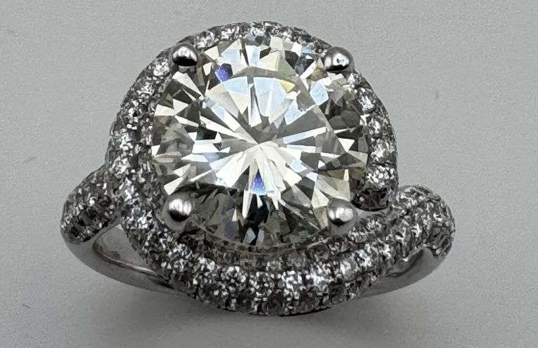 14K White Gold Designer 4.79 Ct Diamond Engagement Ring