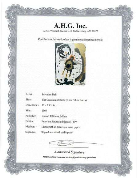 Highly Collectible and Rare Salvador Dali Original Lithograph from the 'Biblia Sacra' Suite