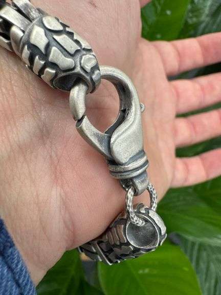 8 Inch Oxidized 925 Sterling Silver Byzantine Bracelet 9mm