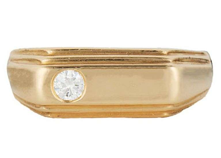 Gents 0.33ct Round Diamond Solitaire Ring in 14K