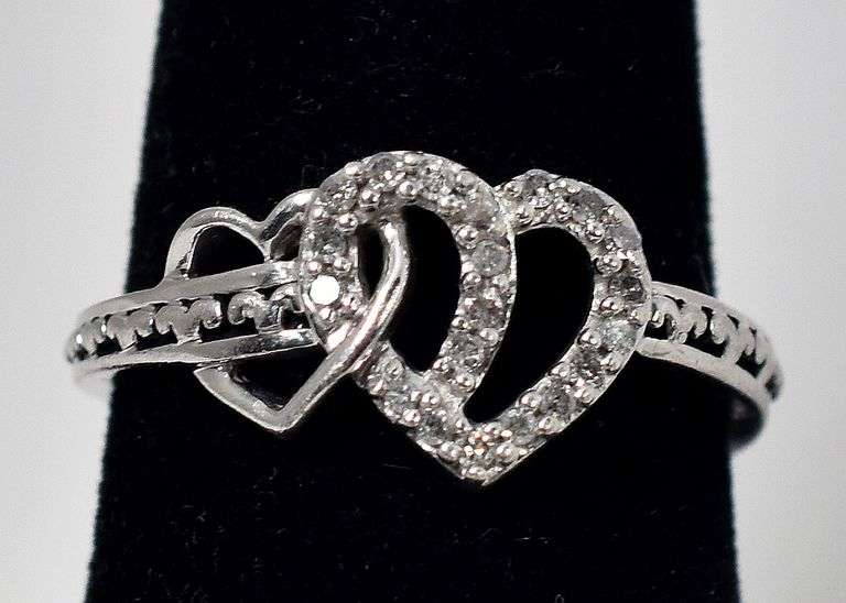 Cz Gemstone Heart Ring in Sterling Silver