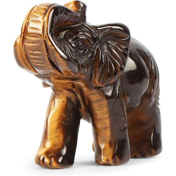 Tiger’s Eye Hand-Carved Elephant Natural Stone