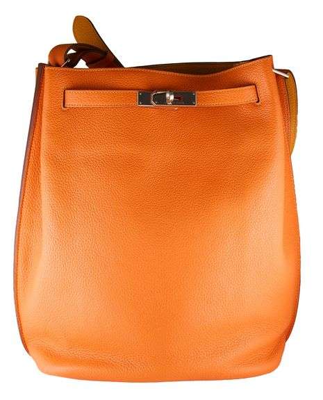 Hermes So Kelly 26 Orange Togo Leather Shoulder Bag