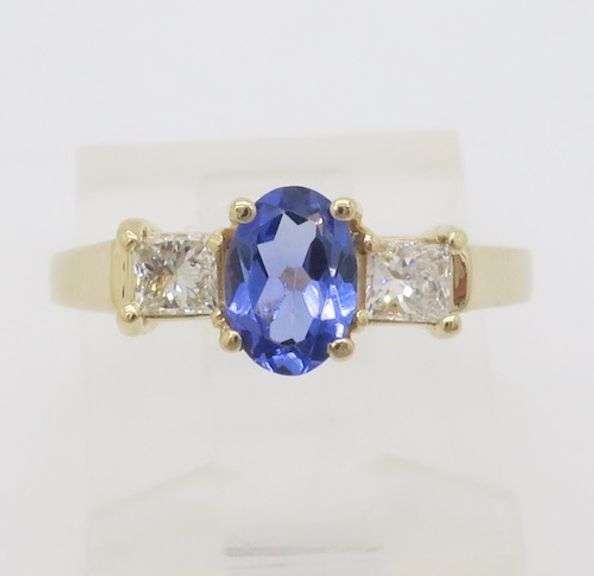 Tanzanite & Diamond Three Stone Ring