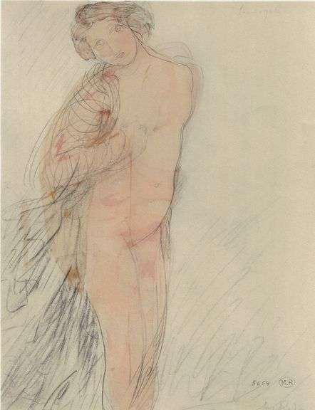 Exclusive Auguste Rodin Lithograph of Watercolor Signed in the Plate, 1949