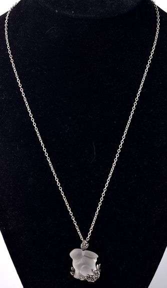 Glass Rabbit Pendant Necklace in Sterling Silver