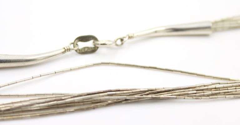 Set of Vintage 925 sterling silver multi strand necklace, bracelet and dangle earrings