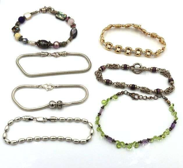 Vintage 925 sterling silver group lot of 7 bracelets