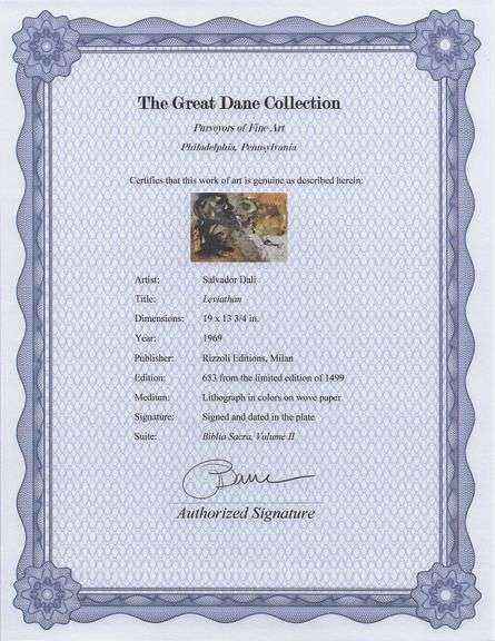 Highly Collectible and Rare Salvador Dali Original Lithograph from the 'Biblia Sacra' Suite