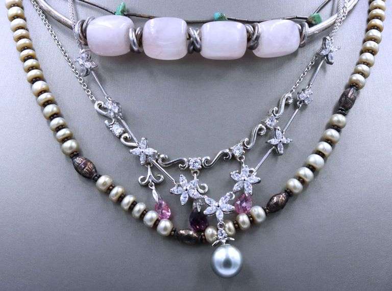 Group lot of 6 Vintage 925 sterling silver necklaces