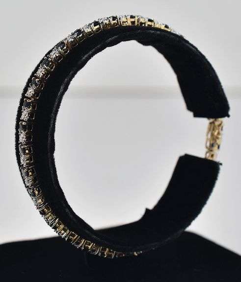 Brilliant 14K Yellow Gold Blue Sapphire Gemstone and Diamond Tennis Bracelet