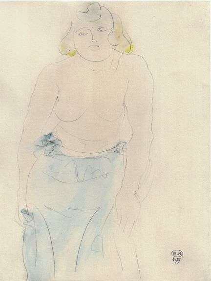 Exclusive Auguste Rodin Lithograph of Watercolor Signed in the Plate, 1949