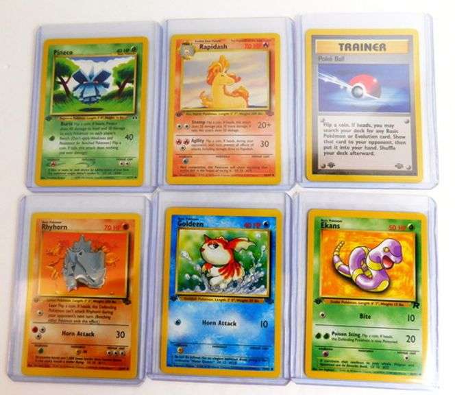 6 Pokémon 1999 1st Edition Trade Cards