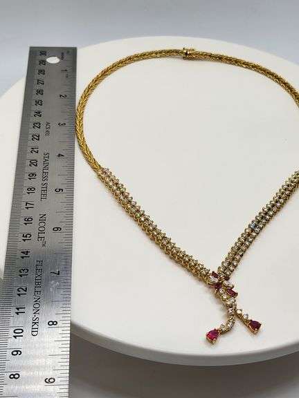 Spectacular 18KT Yellow Gold Diamond and Ruby Necklace