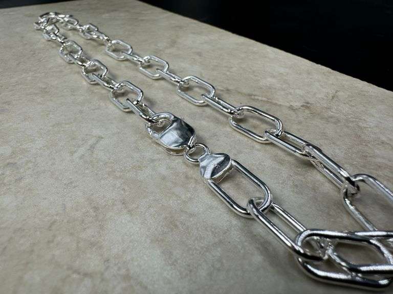 Sterling Silver Paperclip Rolo Link Chain 9mm Solid 925 Italy Necklace 18"