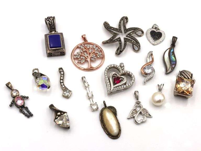 Group lot of Vintage 925 sterling silver pendants