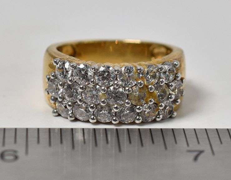 CZ Gemstone Ring in Vermeil Sterling Silver