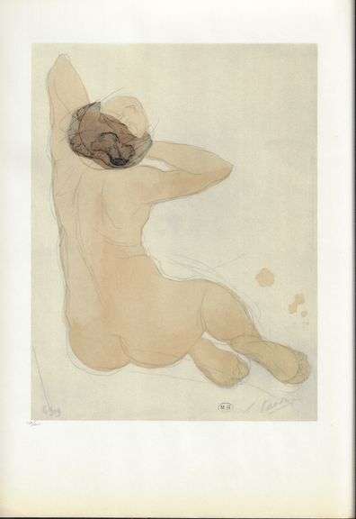 Exclusive Auguste Rodin Lithograph of Watercolor Signed in the Plate, 1949