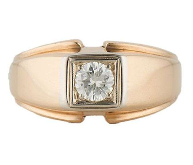 Gents 0.50ct Round Diamond Solitaire Ring in 14K