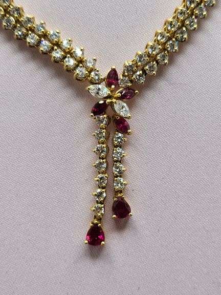 Spectacular 18KT Yellow Gold Diamond and Ruby Necklace