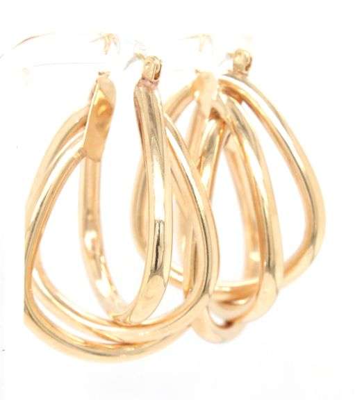 14kt Yellow gold triple hoop earrings