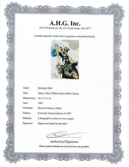 Highly Collectible and Rare Salvador Dali Original Lithograph from the 'Biblia Sacra' Suite