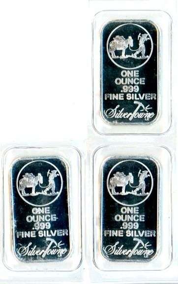 3 SilverTowne One Troy Ounce Silver .999 Fine Bars