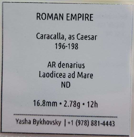 196-198AD Roman Empire Caracalla, As Caesar