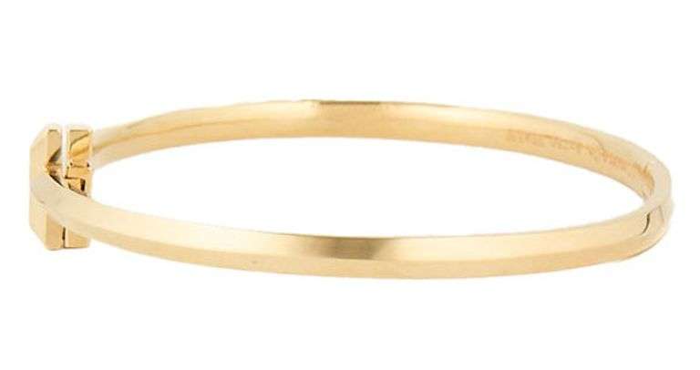 Tiffany & Co. 0.92ctw Diamond T1 Narrow Hinged Bangle Bracelet in 18K