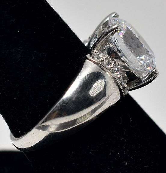 Large CZ Gemstone Ring in Sterling Silver