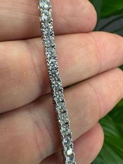 Rhodium Plated 925 Sterling Silver Moissanite Stone 3mm Tennis Bracelet 7 Inch