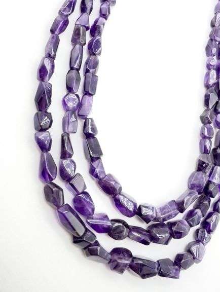925 Sterling Silver Jay King DTR Three Strand Amethyst Beads Necklace