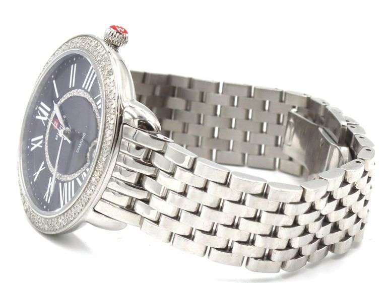 Michele Serein black mother of pearl diamond dial quartz 34mm watch