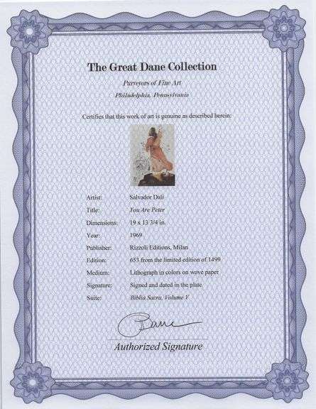 Highly Collectible and Rare Salvador Dali Original Lithograph from the 'Biblia Sacra' Suite